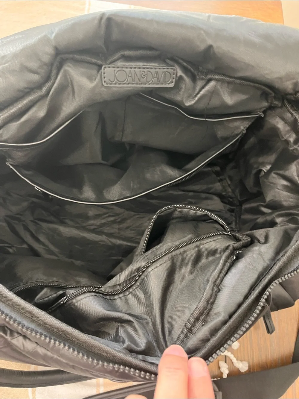Joan & David Black Quilted Weekender Gym Duffel Bag Pockets Strap